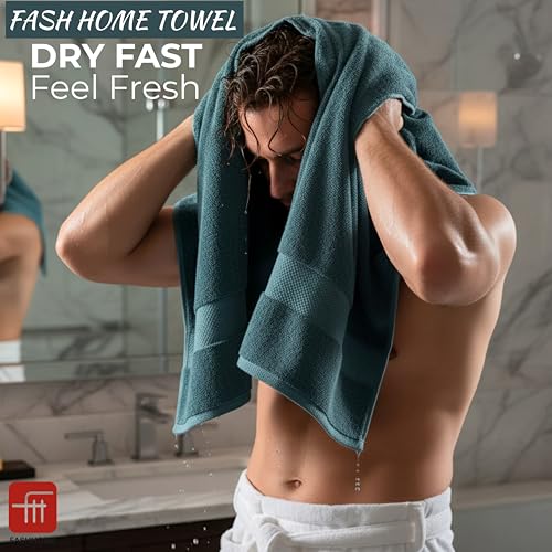 Image of Fash Home 600 GSM Combed Cotton Bath Towel 75x150 cm - Ultra Soft, Quick Dry, Highly Absorbent, Luxury Bathroom Towel, 1 Piece (Dark Teal)