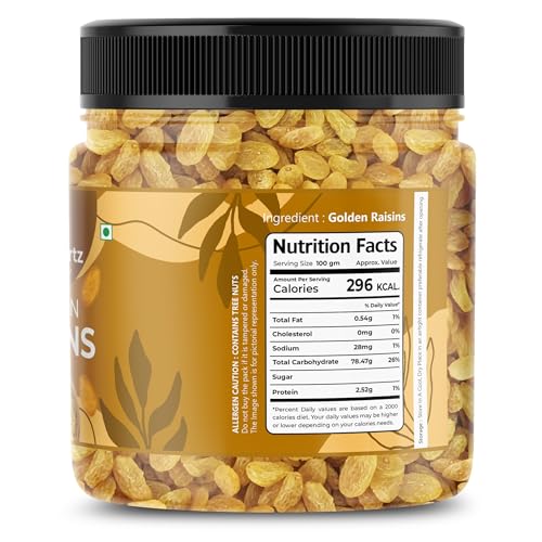 Image of FreshoCartz Premium Golden Raisins | Dried Grapes | Daakha | Daakh | Golden Kismis | Golden Dakh | Healthy Dry Fruit - Jar Pack (500g (Pack of 1))