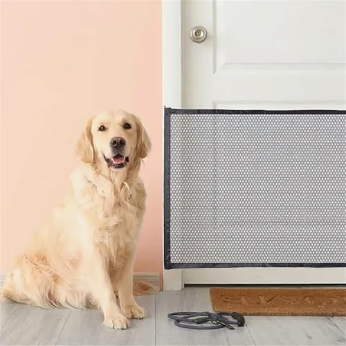 Treppenschutzgitter Ausziehbar,Tierschutzgitter,Türschutzgitter Ohne Bohren,Türgitter Hunde,Hundeschutzgitter,Kindergitter,Treppenschutzrollo,Hundetürgitter für Treppen,Flure,Küchen,Drinnen(110x72 cm)