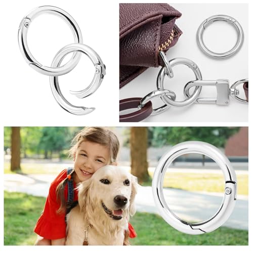 Karabiner Rund 45mm Runde Karabiner Ring Schnappschnalle Taschenringe Large Karabinerhaken Rund für Schlüsselanhänger, Taschen, DIY-Bastelarbeiten, Hakenzubehör(10 Stück)