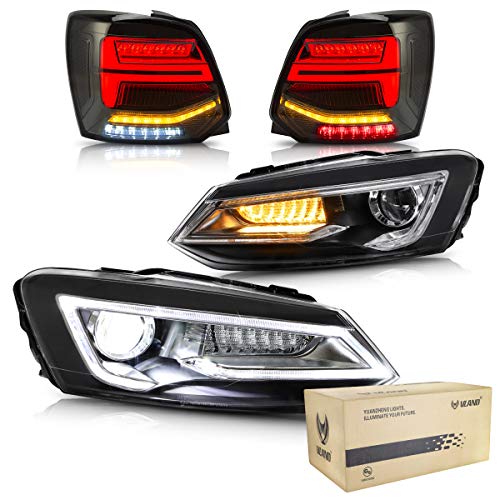 VLAND Feux Arrières LED pour Polo MK5 6R 6C 2009 2010 2011 2012 2013 2014 2015 2016 2017 Feu Arrière,avec clignotant dynamique,Lumière LED complète,LHD...