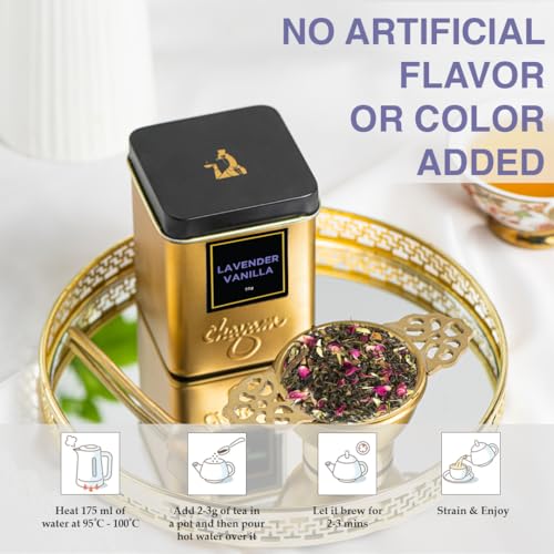 Image of CHAYAM Lavender Vanilla Tea 50g | Black Tea with Roasted Chicory, Rose Petals, Lavender and Vanilla Extract - Pack of 2