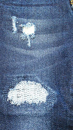 Calça jeans skinny infantil KIDSCOOL Space rasgada com faixa elástica, Azul, 5-6 anos