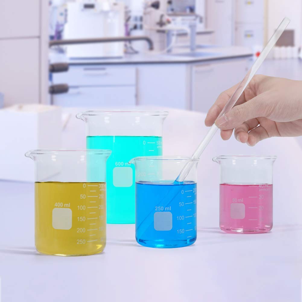 Borosilikatglas Bechergläser Set Becherglas mit klare Ausguss 50ml 100ml 250ml 400ml 600ml Meßbecher