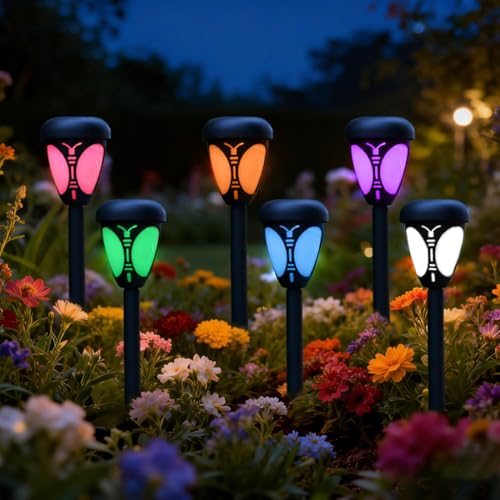 Lampe solaire papillon avec changement de couleur automatique x6