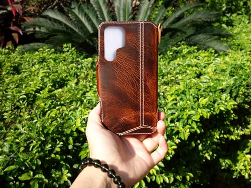 Yogurt Case for Samsung Galaxy S24 Ultra, Genuine Leather Wallet Cover for Samsung S24 Ultra, Handmade Dark Brown by Yogurt - Used condition - Image 2