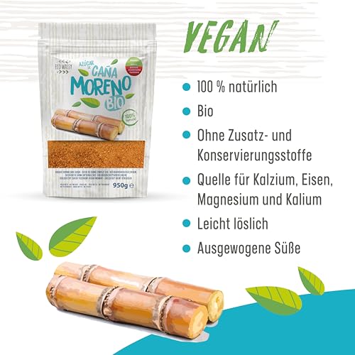 Bio-Rohrzucker: Natürlicher, unraffinierter, nährstoffreicher Süßstoff | Ideal zum Backen, für Kaffee und Getränke. Authentischer und reiner Geschmack (950 g) (950g)