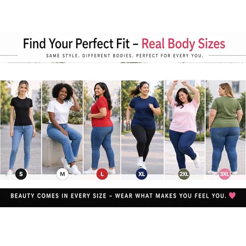 Image of Women's 100% Cotton T Shirt - Crew Neck, Short Sleeve, Regular Fit | Soft Breathable Fabric | Premium Everyday Basic Comfort Fit Tee for Casual