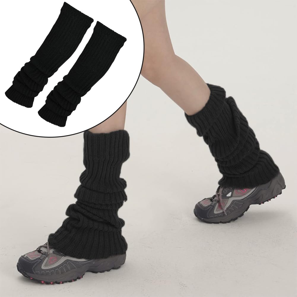 Comioke Jambière Femmes, 1 Paire Leg Warmers, Jambières Tricotées Automne et Hiver, Knit Chaussettes Boot pour Femmes, Jambières Chaudes, Guetre Femme, Jambière Guêtres, Noir