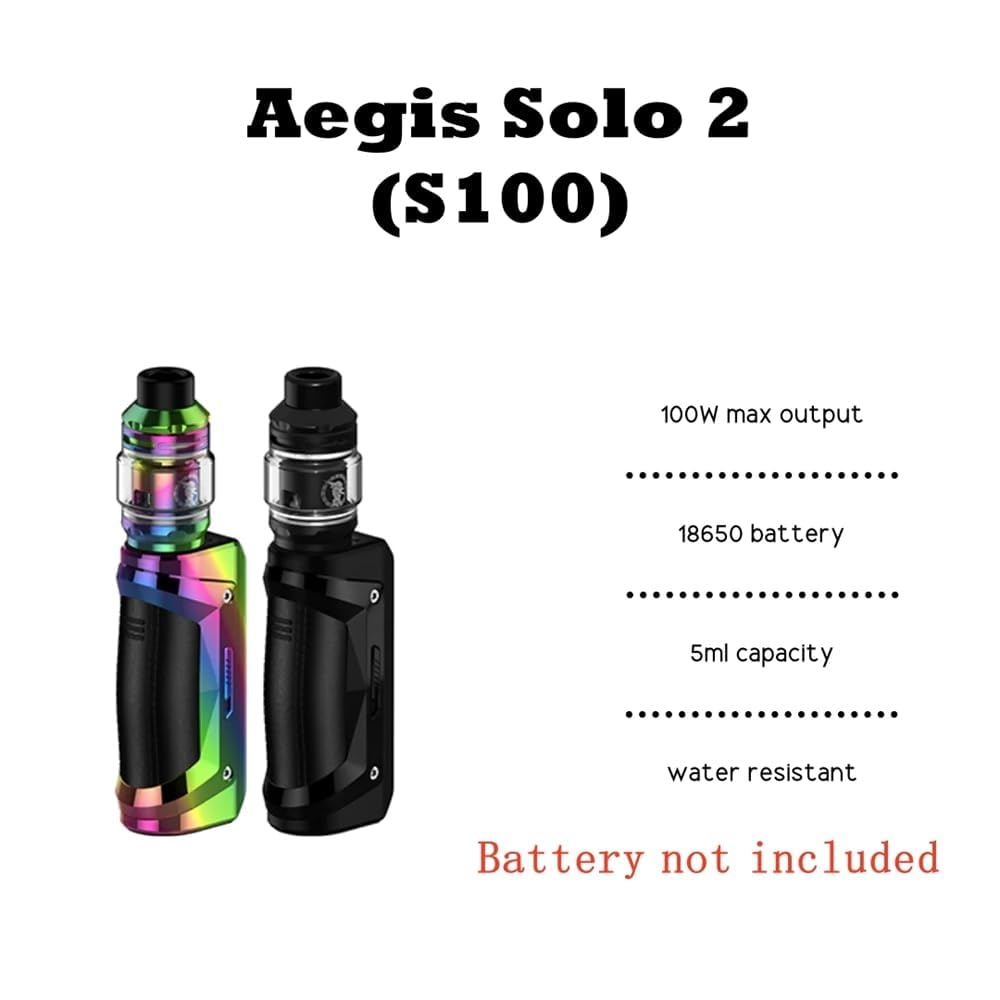 Box S100 Mod Geek'Vape Aegis Solo 2 Kit 100 W Vape Batterie 18650 (Batterie  non