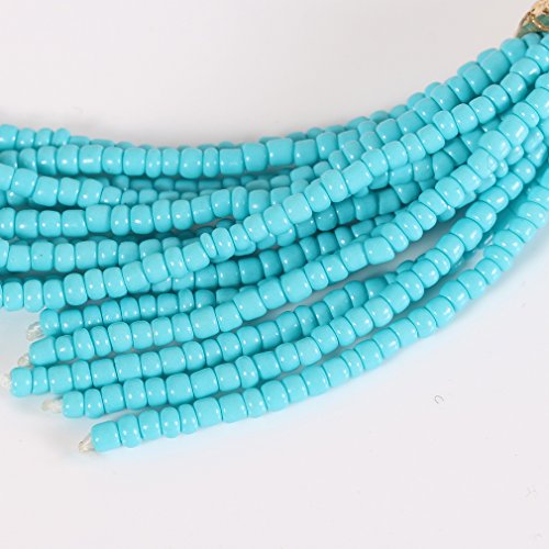 Nlcac Women's Beaded Tassel Earrings Long Fringe Drop Earrings Dangle Turquoise #TOP3