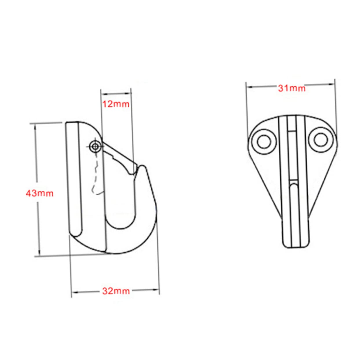 OSOLADY Boat Hook Set 2pcs Marine Grade Stainless Steel Spring Hooks Boat Line Hangers Marine Boat Hooks
