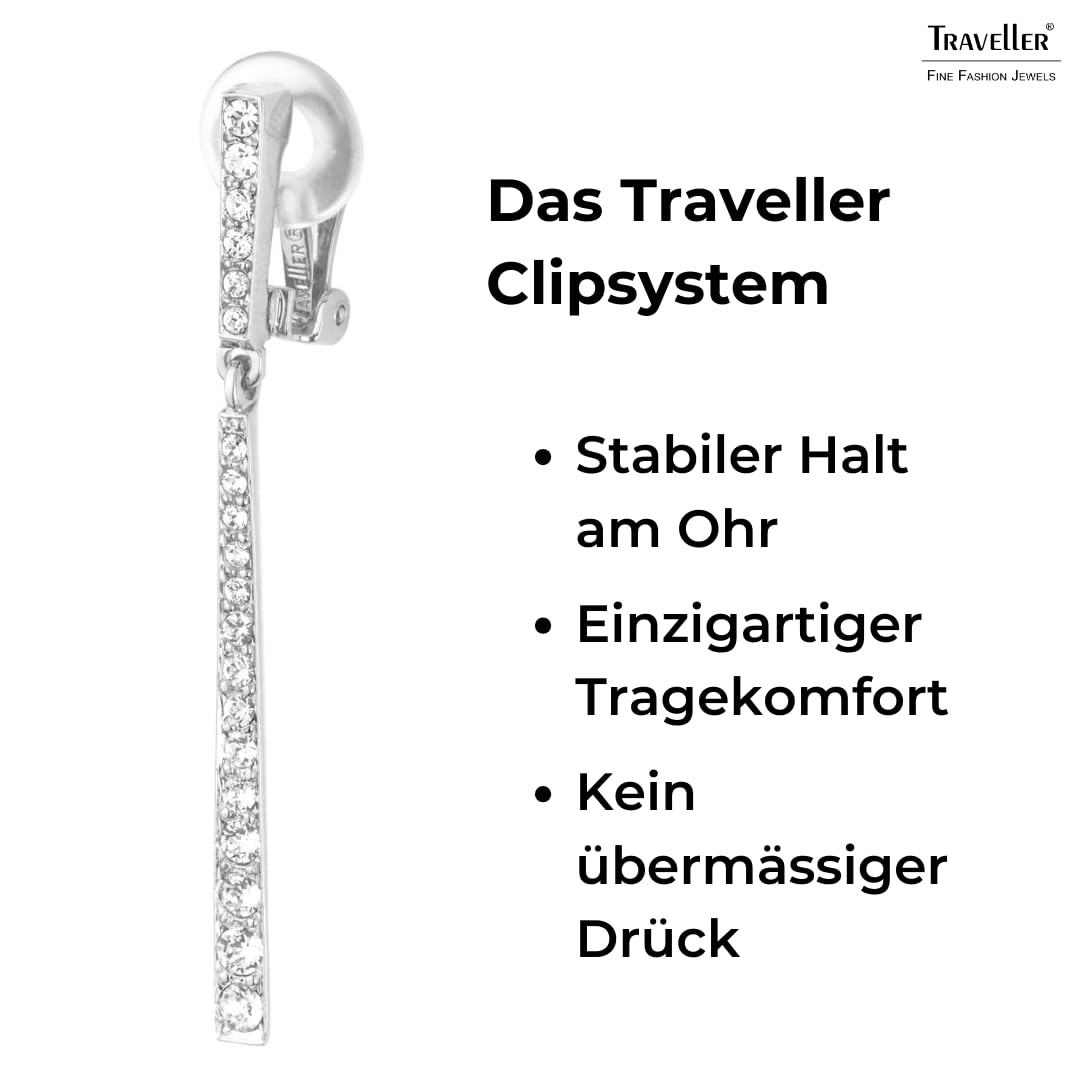 Traveller Ohrclip Hängend Kristall-Steine