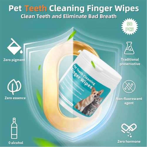 Image of Pet Cleaning Wipes Kit For Dogs&Cats,includes Ear Finger Wipes,Teeth Finger Wipes and Eyes Wipes,Gently Clean Dogs&Cats Ear Wax,Remove Plaque&Tartar Buildup and Reduce Tear Stains,Non-Irritatingogs