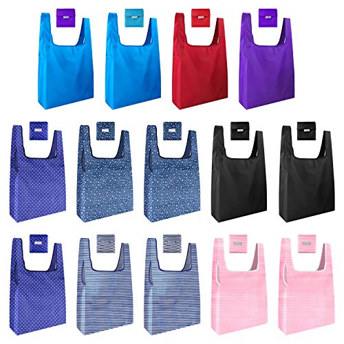 KUUQA 14 Pack Reusable Grocery Bags Foldable Reusable Shopping Bags Bulk Grocery Tote