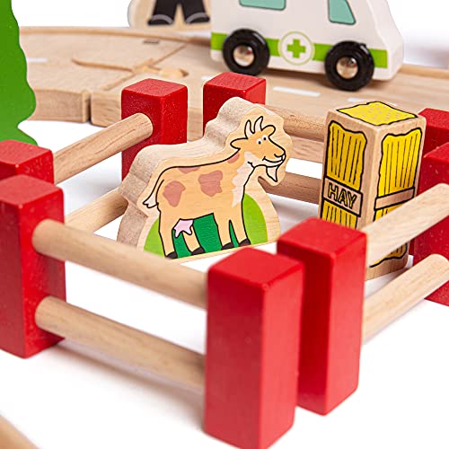 Bigjigs Rail Holzeisenbahn und Straßen Set – Bild 3