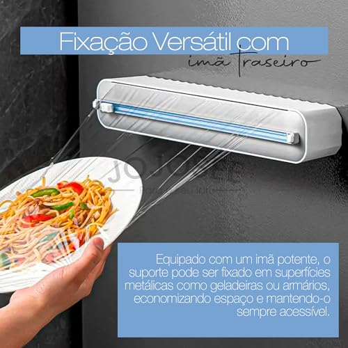 Suporte Cortador De Plástico Filme, Papel Alumínio ou Papel Manteiga, Dispenser de Filme PVC com Imã