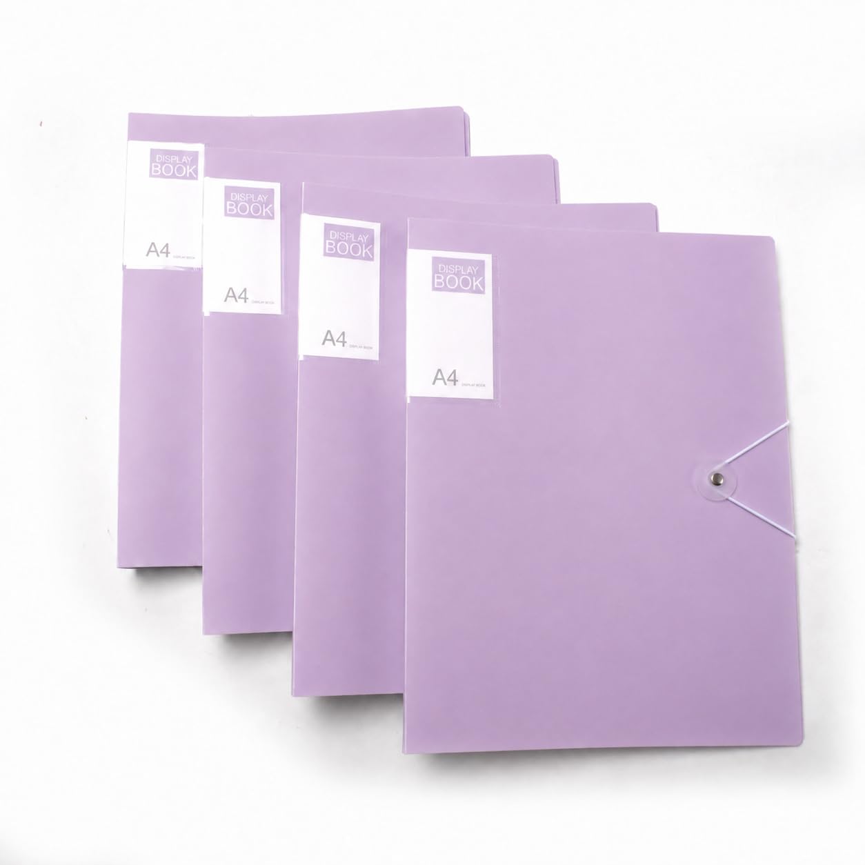 4 Pack A4 Display Book, 60 Pocket Folder, Colourful (Purple)
