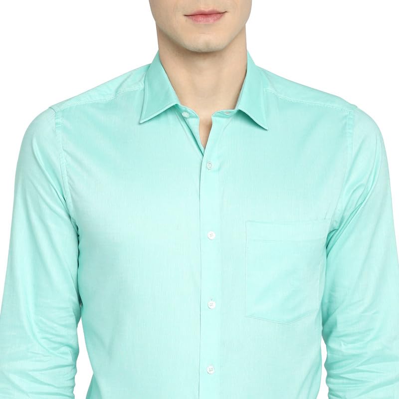 Image of Turtle Men 100% Cotton Slim Fit Lemon Solid Formal Shirt