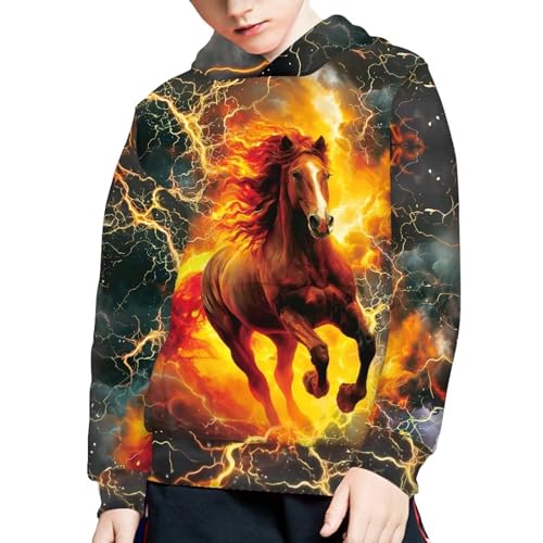 Image of WELLFLYHOM Boys Hooded Sweatshirts Hoodie Pullover Cool Graphic Crewneck Blouses Size 6-16