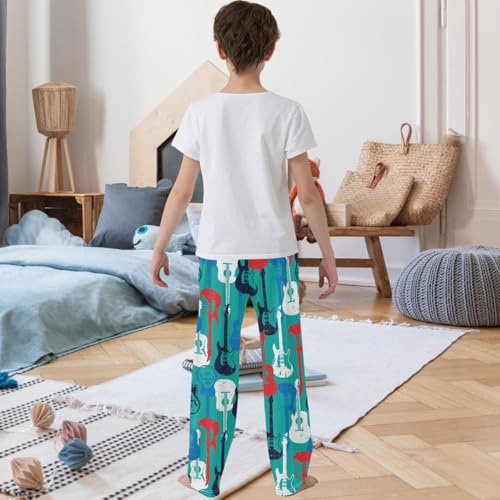 Boy's Pants Rock Music Pattern Jogger Pants Elastic Waist Long Bottoms Trousers with Pockets 6-14 Years3