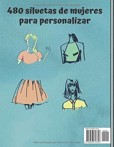 Miniatura 2 de Cuaderno Diseño de Moda Cuaderno de bocetos para crear sus estilos de moda 480 siluetas de mujeres para personalizar modelo femenin idea de