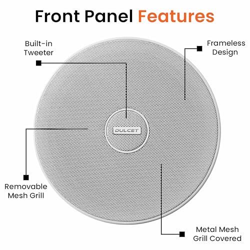 Image of DULCET DC-CS6F-BT Pro White 6.5 Inch 20W 2 Way Active Bluetooth Ceiling Speaker with Inbuilt Amplifier - Supports Upto 3 Passive Ceiling Speakers