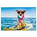 KIMDFACE Rompecabezas Puzzle 1000 Piezas,Perro surfeando en una Tabla de Surf con una Cadena de Flores y Gafas de Sol,en la Orilla del mar,Puzzle Educa Inteligencia Jigsaw Puzzles para Niños Adultos