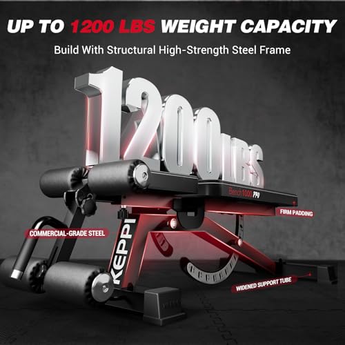 Adjustable Weight Bench, Commercial Grade 1200LB Workout Bench Press Set for Home Gym Strength Training Exercise, Incline Bench with 12+3 Adjustable Backrest&Seat Positions for Full Body Fitness