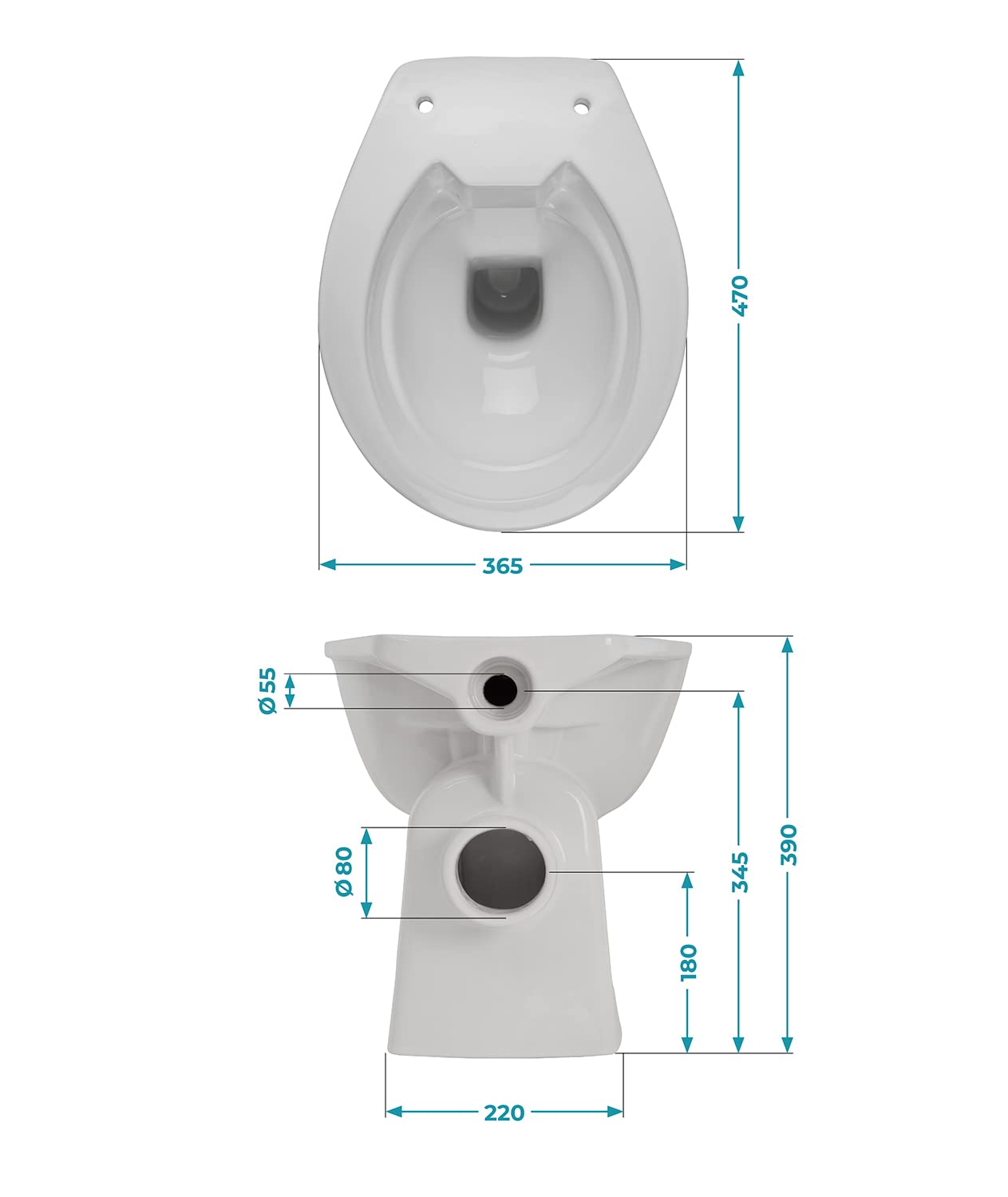 Calmwaters Stand WC spülrandlos in Manhattan-Grau, Tiefspüler Abgang waagerecht, hygienische Toilette ohne Spülrand, bodenstehendes WC aus Sanitärkeramik in Grau, 39 cm Höhe, 07AB6144