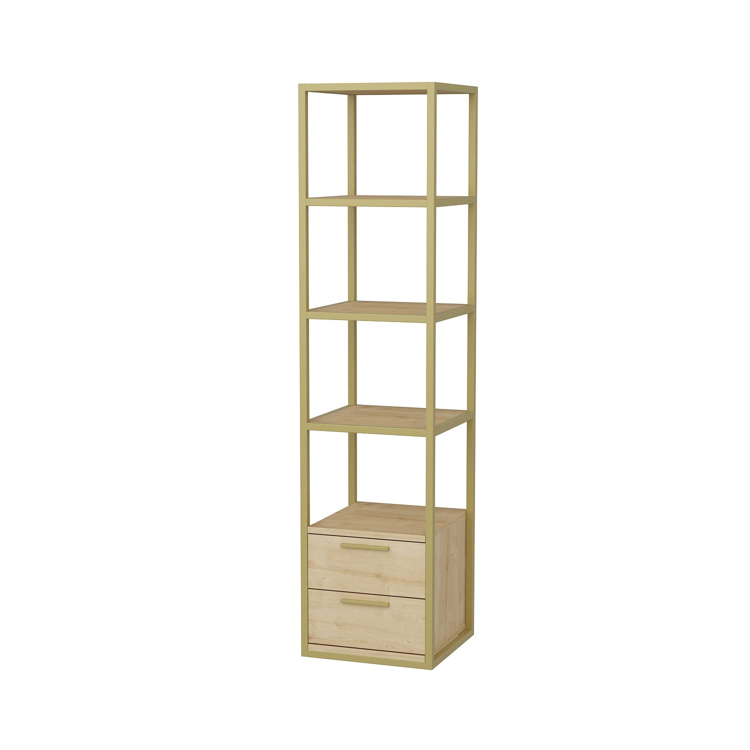 DECOROTIKA - Robins 160 cm Tall Modern Accent Ladder Style Bookcase Bookshelf Shelving Unit - Colour Options (Gold/Oak)