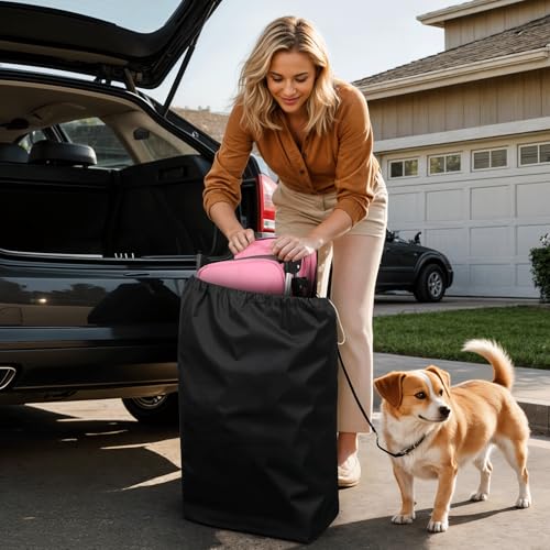 Image of Magshion 3-Wheel Pet Stroller, Foldable Travel Jogger for Small & Medium Dogs & Cats (Up to 33lbs), Lightweight Carrier with Breathable Mesh Cover, Cup Holder & Storage Basket, Pink