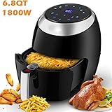 【Gran capacidad de 6.5 litros】Freidora de aire caliente suficientemente grande con la que podrás cocinar hasta 12 raciones a la vez. Óptimo para reuniones familiares o de amigos. Sus medidas la hacen ideales para obtener una gran capacidad de cocinado en pocas y grandes cantidades.