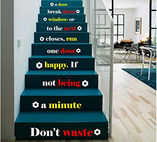 Image of CVANU Letters Wall Decor Stickers Stair Decals Quotes Stairway Decals Quote Steps Vinyl Stickers Lettering Family Staircase Decal Multicolor (Stairs-pg 44)