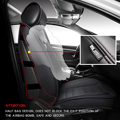 Ponyjoyup Leather Seat Covers For Cars, Waterproof Automotive Seat Covers & Accessories For Cars, 5 Passenger Leatherette Car Seat Covers For Suv & Universal, Interior Covers For Cars-Front Pair-Black #TOP7