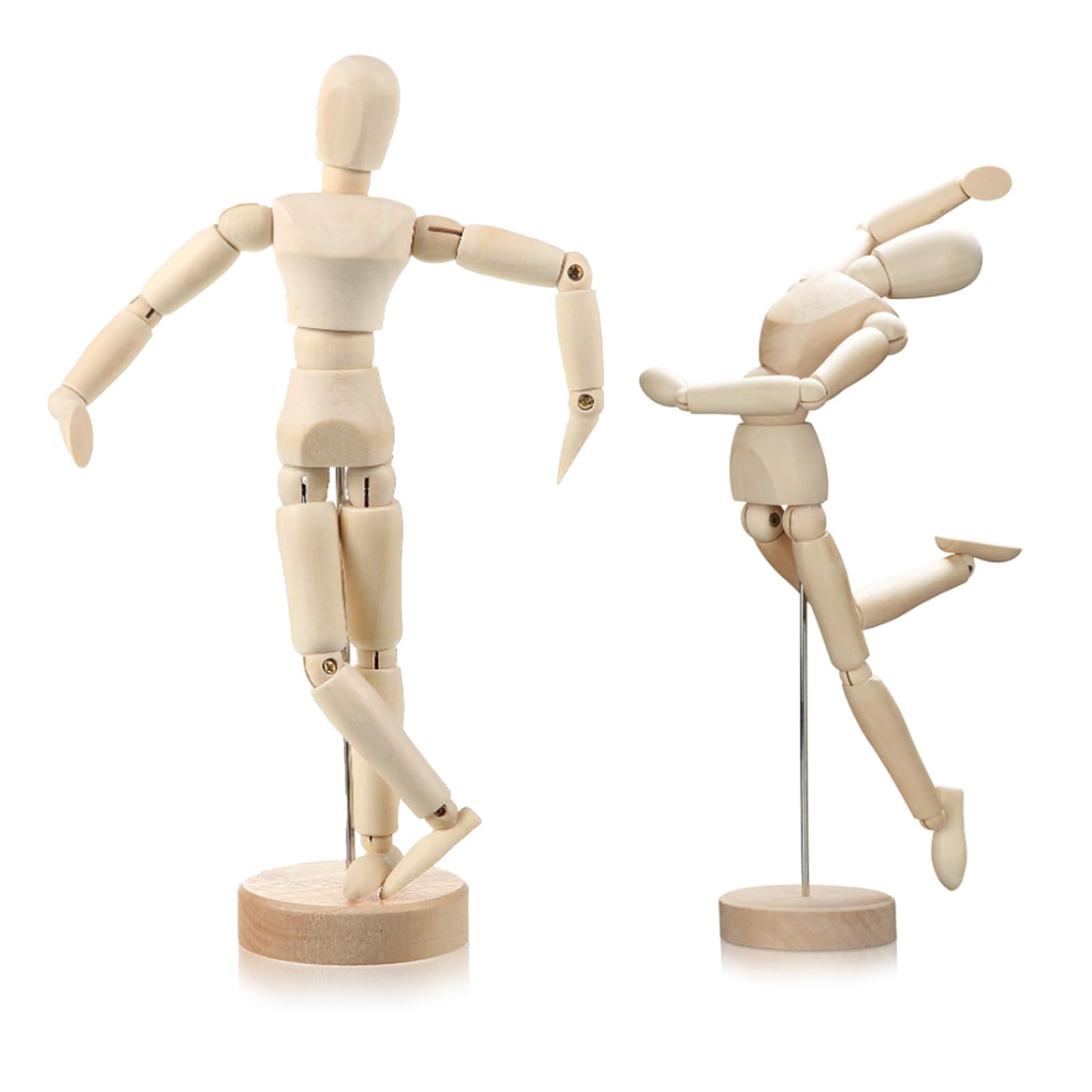 2 Manichini Legno Per Disegno - Snodabili, Regolabili, 16cm E 22cm, Per Artisti E Decorazione - Foto 9