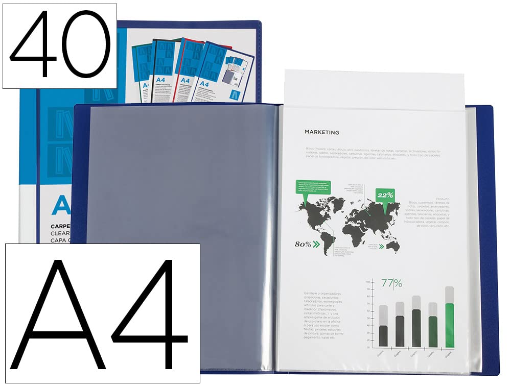 Liderpapel Personaliz 40 Kangaroo Pockets Polypropylene A4 Blue Clear Cover and Back Cover - Image 2