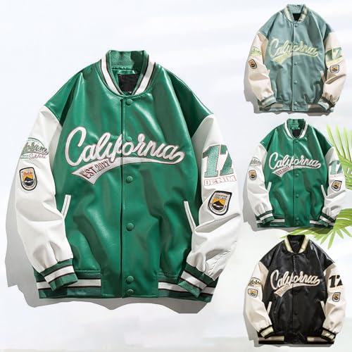 Blouson bomber vintage avec patchwork de style université et coupe oversize unisexe - 2
