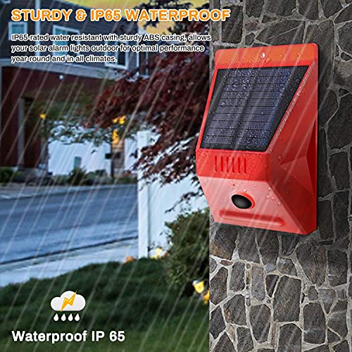 Chunhee Solar Strobe Light With Remote Controller Motion Detector Outdoor Alarm Light 129Db Sound Security Siren Light Ip65 Waterproof Protected For Your Home,Villa,Baren,Farm,Yard,4 Pack #TOP4