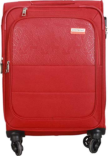 Aristocrat Polyester Sorento 4W Expandable Strolly 58 cm, Soft Spinner Trolley (Red), Small