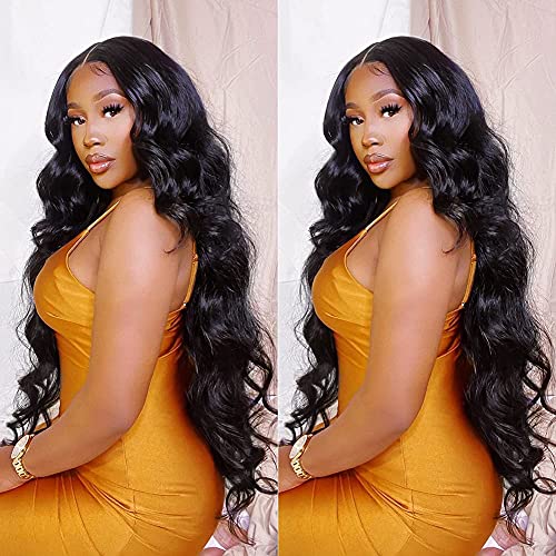 Flady Brazilian Hair 4 Bundles Body Wave Weave Unprocessed Virgin Human Hair Extensions Black Color (24 26 28 28)