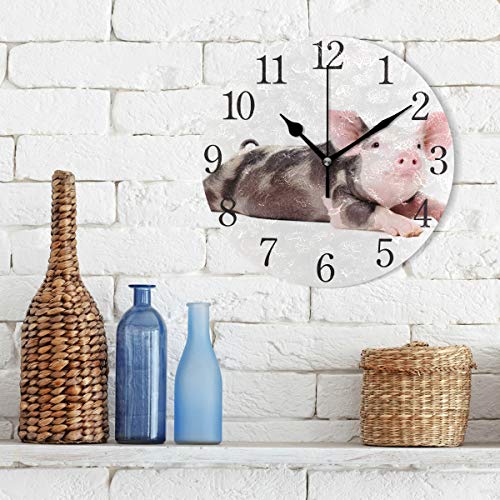 Wall Clock Arabic Numerals Design Cute Wet Shitzu Dog Round Wall Clock For Living Room Bathroom Home Decorative (Pattern6) #TOP2