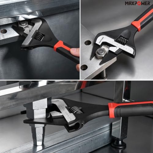 Image of MAXPOWER 6 10-inch Slim Adjustable Wrench, Stubby Handle, Rubber Handle