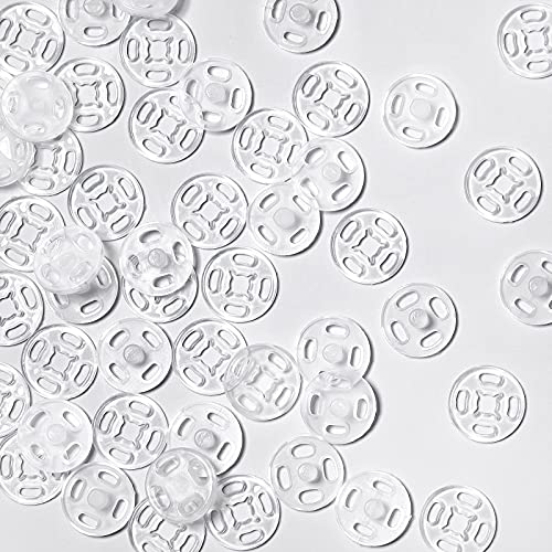 Set Converses Ensembles de Boutons en Plastique Transparents Coudre, invisibles, Ideal pour la Couture - 40 Paires (12 mm/0,47 pouce)