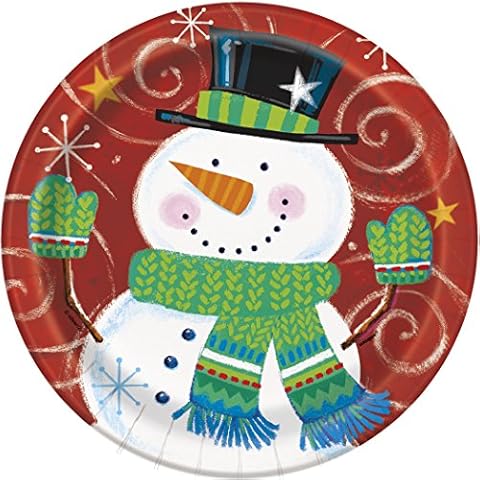 18 cm eckig Schneemann Swirl Weihnachten Party Teller Cover