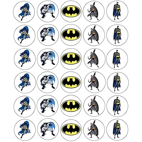 30 Batman Edible Wafer Cupcake Toppers Cover