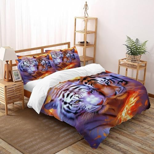 Parure de lit tigre avec fermeture éclair housse microfibre zippée - 2