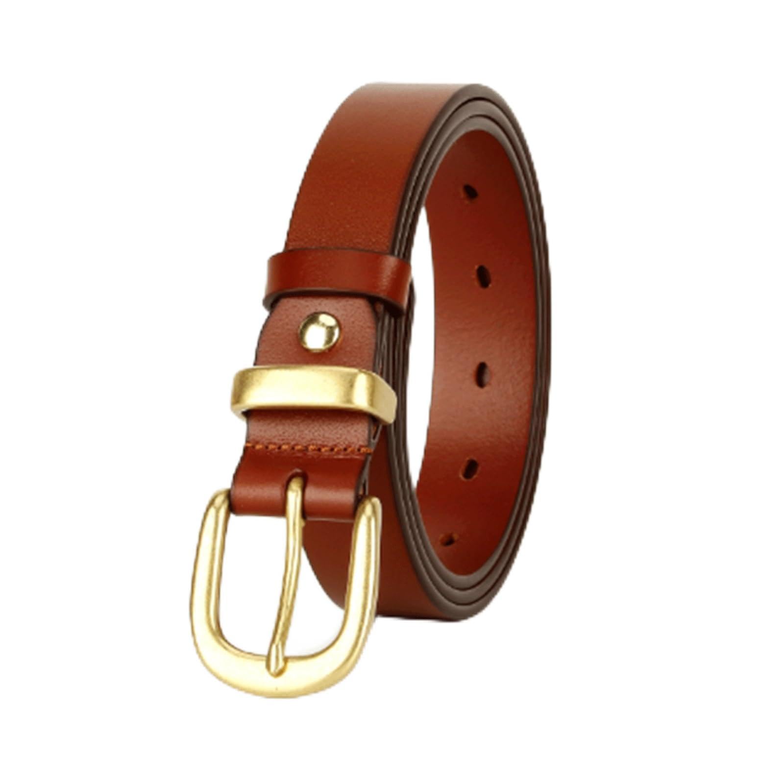 Krxsobnv Men's Brown Leather Belt, Stylish Cowhide Belt Multiple Sizes Reusable Belts Easy To Put On And Take Off(,115Cm)