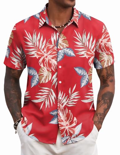 Materiale leggero: questa camicia hawaiana da uomo è realizzata in tessuto morbido e confortevole, il tessuto leggero consente la traspirazione quando fa caldo, mantenendo al contempo una sensazione di morbidezza sulla pelle