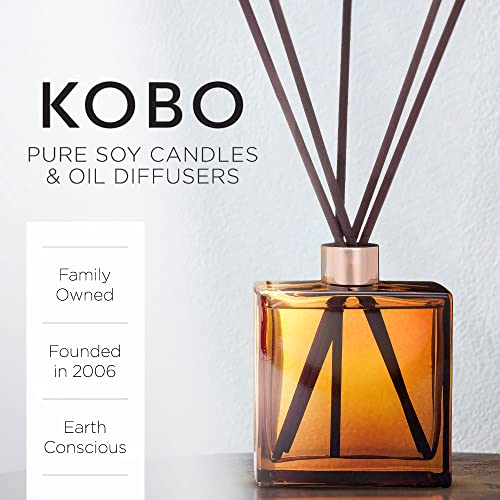 Kobo Bourbon 1792 Reed Diffuser, 9 Oz | Premium Fragrance Diffuser Oils | 6-Month Long Lasting Room Diffuser For Home, Office | Natural Aromatherapy Scented Oil For Home | 11” Reed Sticks, Glass #TOP6